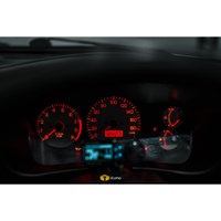 MITSUBISHI EVO 4/5/6 CP9A - DASH & CLIMATE LED CONVERSION White Dash Red Clock Blue Climate Buttons