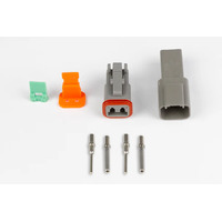 Plug and Pins Only - Matching Set of Deutsch DT-2 Connectors (DT06-2S + DT04-2P) - (13 Amp)