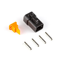 Plug and pins only - Male Deutsch DTP-06-4S - Black connector (25Amp)